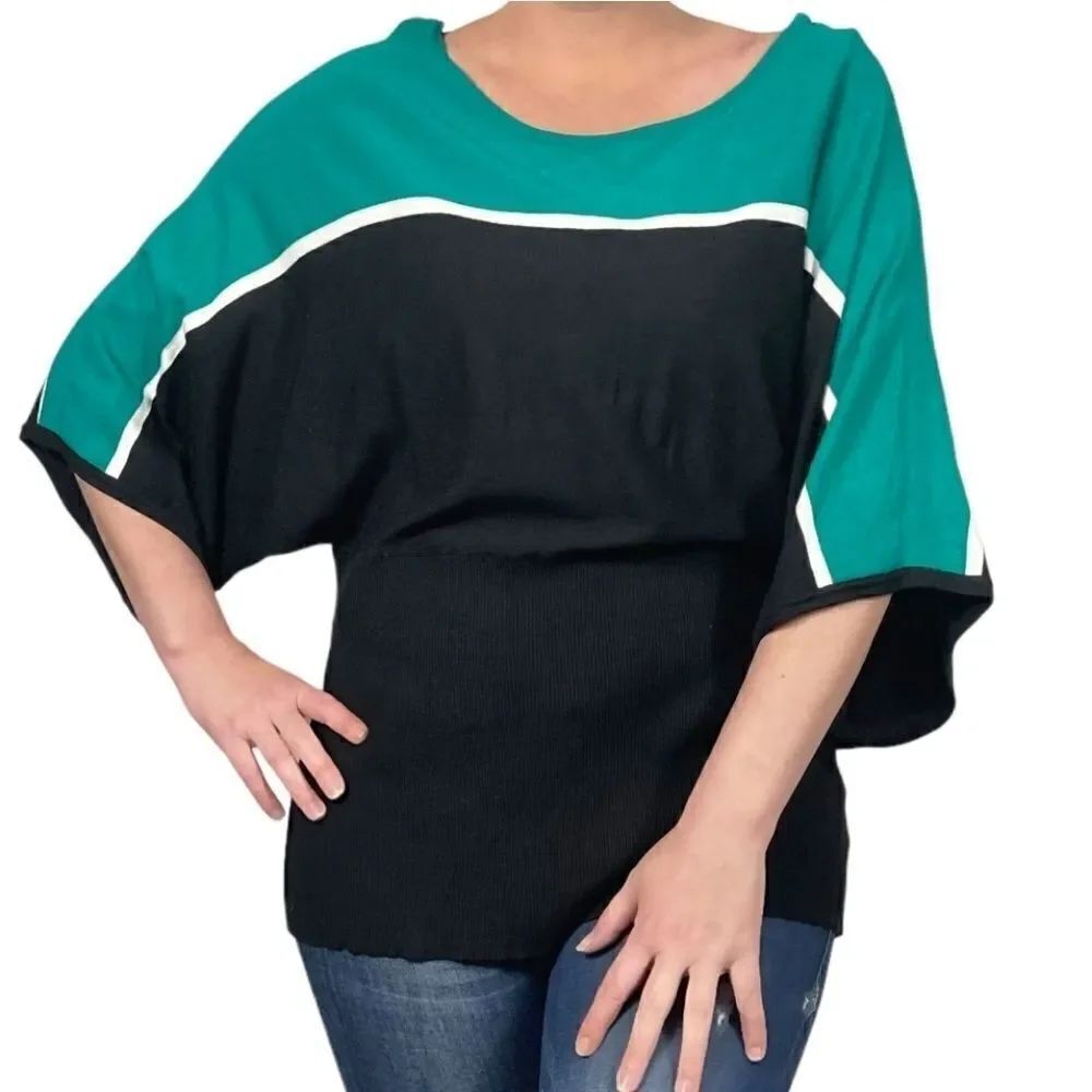 Style & Co Fit Flare Ocean Blue Top